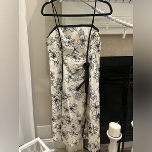 90s/early 2000s white and black flower dress - size 11/12